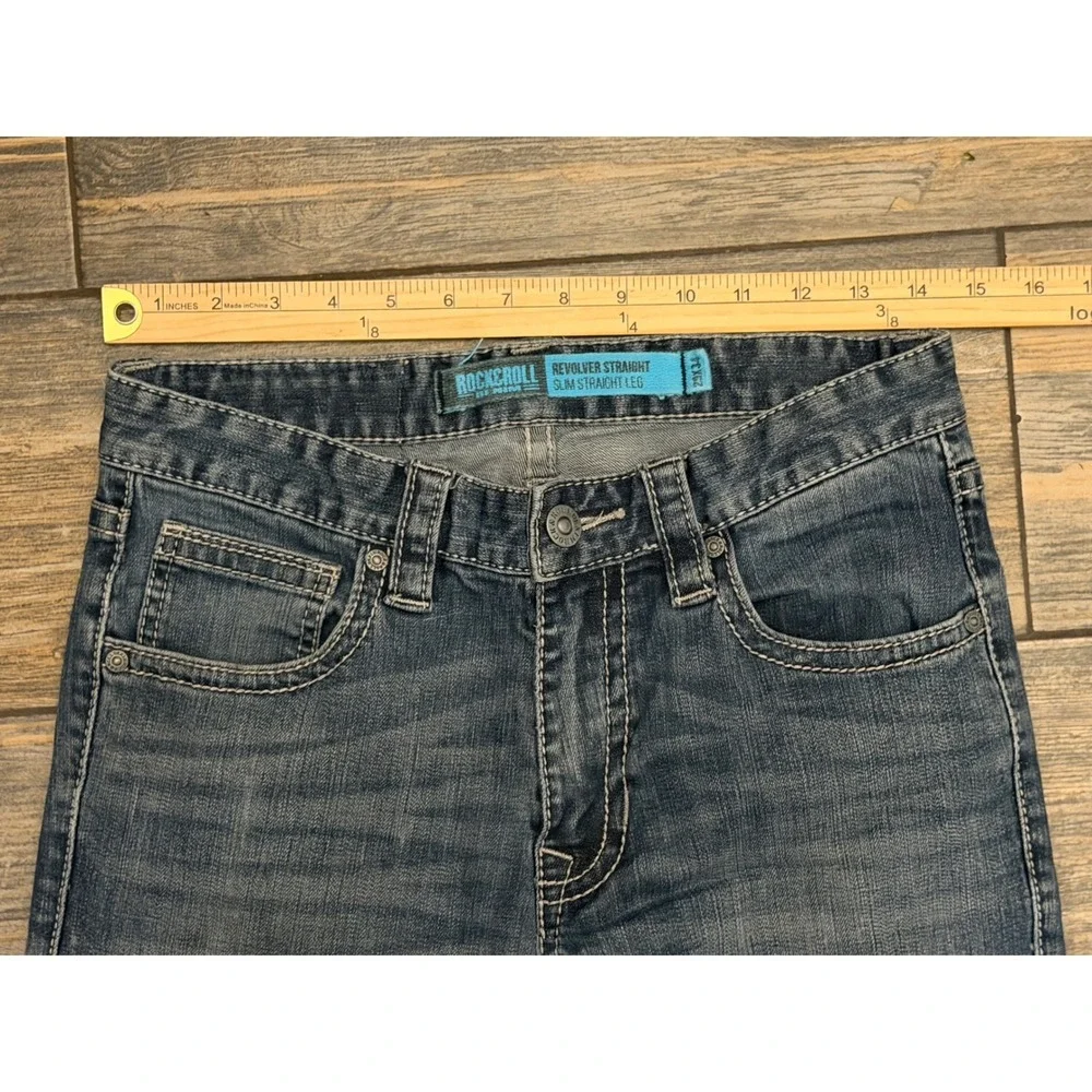 Rock and Roll Cowboy Revolver Slim Straight Leg‎ Jeans Blue 29x34 Western Stack